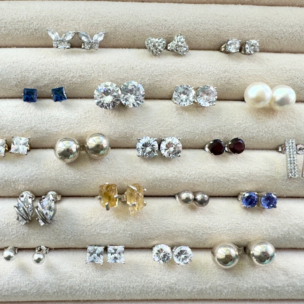 Earring Lot Vintage Sterling Silver – 20 Pairs Studs